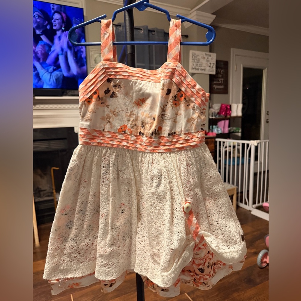 Matilda Jane Floral Kids Dress - Orange and Cream